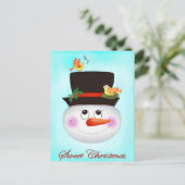 雪だるまと鳥 シーズンポストカード (スタンド正面)