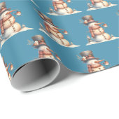 雪だるまと鳥 ラッピングペーパー (ロールコーナー)