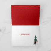 雪だるまと鹿が雪片に乗って積み上げられる シーズンカード (内部)