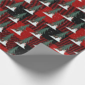 雪だるまと鹿の格子状ラッピング紙 ラッピングペーパー (角)