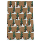 雪だるまと鹿の雪片 ミディアムペーパーバッグ (裏面)