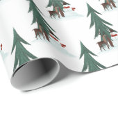 雪だるまと鹿の雪 ラッピングペーパー (ロールコーナー)