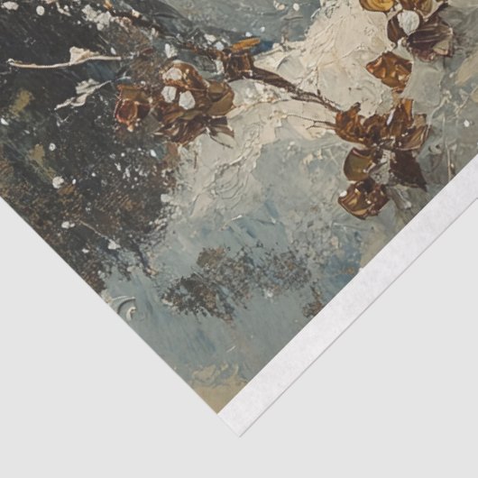 雪だるまと（鳥）ショウジョウコウカンチョウオイル塗装デコパージュ 薄葉紙 (詳細)