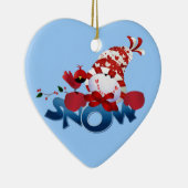 雪だるまと(鳥)ショウジョウコウカンチョウキープサケオーナメント セラミックオーナメント (右)