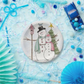 雪だるまとSnowLady一緒に魔法 ペーパープレート (パーティー)