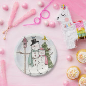 雪だるまとSnowLady一緒に魔法 ペーパープレート (パーティー)