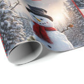 雪だるまにレッドウールスカーフキャロットノーズクリスマス ラッピングペーパー (ロールコーナー)