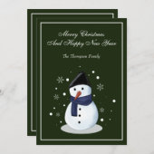 雪だるまのいる平原のホリデーカード シーズンカード (正面/裏面)