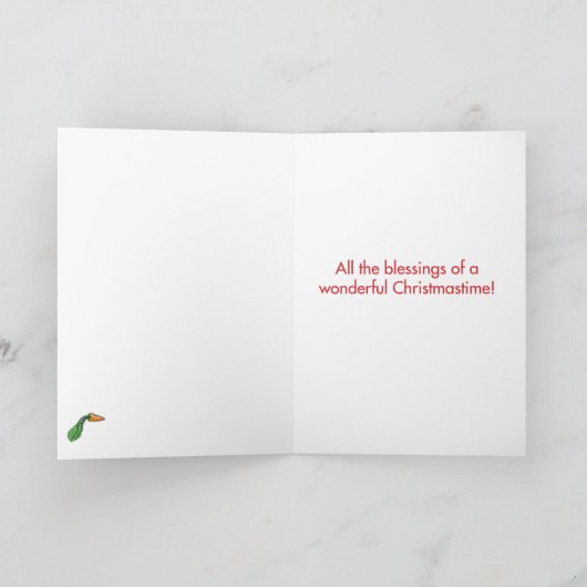 雪だるまのくしゃみのクリスマスのユーモアの挨拶状 シーズンカード (内部)