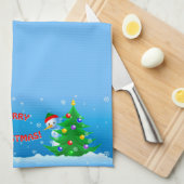 雪だるまのぞき キッチンタオル (四つ折り)