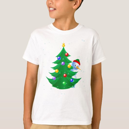 雪だるまのぞき Tシャツ (正面)