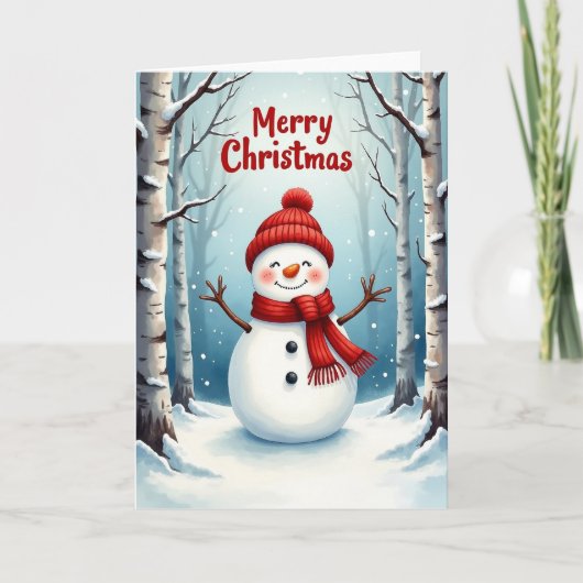 雪だるまのウィンク クリスマスカード カード (正面)