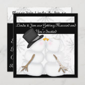 雪だるまのウェディング招待状と雪の結晶 招待状 (正面/裏面)