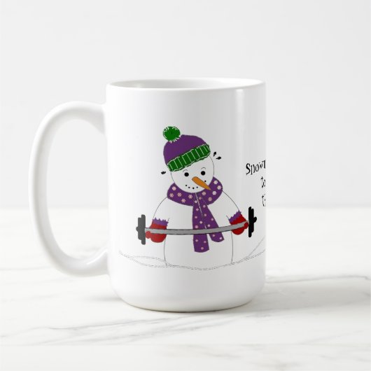 雪だるまのウエイトリフティング コーヒーマグカップ (左)