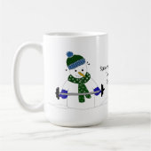 雪だるまのウエイトリフティング コーヒーマグカップ (左)