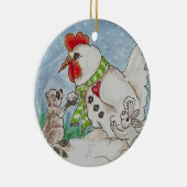 雪だるまのオンドリ、アライグマおよびバニーの野性生物の芸術 セラミックオーナメント (右)