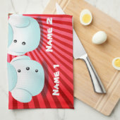 雪だるまのカスタマイズ可能な漫画のかわいい系列 キッチンタオル (四つ折り)