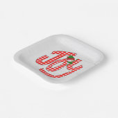 雪だるまのギンガム楽しい ペーパープレート (傾斜あり)