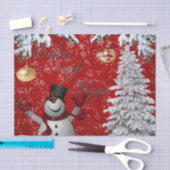 雪だるまのクリスマスのティッシュの木の赤い白は信じます 薄葉紙 (クラフト)