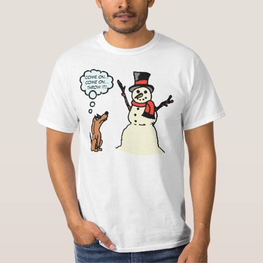 雪だるまのクリスマスのワイシャツが付いているおもしろい犬 Tシャツ (正面)