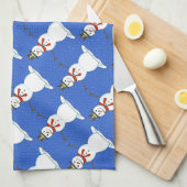 雪だるまのクリスマスの台所タオル キッチンタオル (四つ折り)