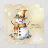 雪だるまのクリスマスの挨拶 シーズンカード (正面/裏面)