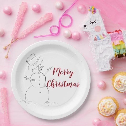 雪だるまのクリスマスの紙皿 ペーパープレート (パーティー)