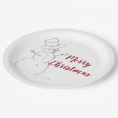 雪だるまのクリスマスの紙皿 ペーパープレート (アングル)