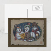 雪だるまのクリスマスの聖歌隊 シーズンポストカード (正面/裏面)