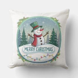 雪だるまのクリスマスウェルカム クッション
