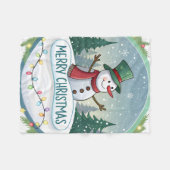 雪だるまのクリスマスウェルカム フリースブランケット (正面(横))