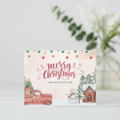 雪だるまのクリスマスカード:ホーリーをシェア シーズンポストカード (スタンド正面)