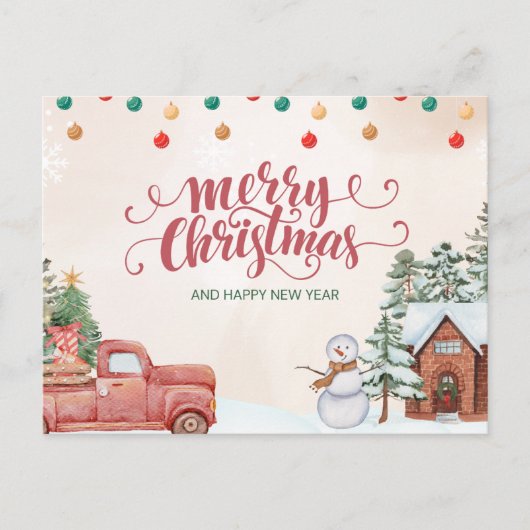 雪だるまのクリスマスカード:ホーリーをシェア シーズンポストカード (正面)