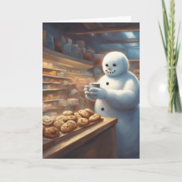 雪だるまのクリスマスクッキーとココアのご挨拶 カード