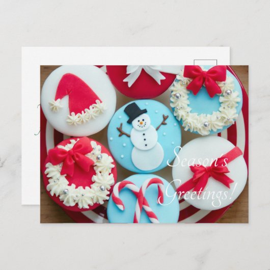 雪だるまのクリスマスクッキー シーズンポストカード (正面/裏面)