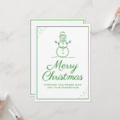 雪だるまのクリスマスグリーティングカード カード (正面/裏面インサイチュ)