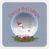 雪だるまのクリスマススノーグローブ スクエアシール (正面)