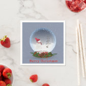 雪だるまのクリスマススノーグローブ スタンダードカクテルナプキン (インサイチュ)