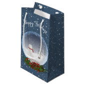 雪だるまのクリスマススノーグローブ スモールペーパーバッグ (正面アングル)
