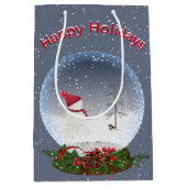 雪だるまのクリスマススノーグローブ ミディアムペーパーバッグ (正面)