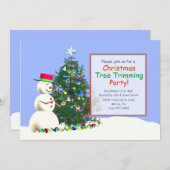 雪だるまのクリスマスツリー 招待状 (正面/裏面)