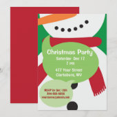 雪だるまのクリスマスパーティー 招待状 (正面/裏面)
