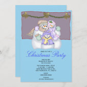 雪だるまのクリスマスパーティ　ホリデー招待状 招待状 (正面/裏面)