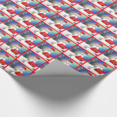 雪だるまのクリスマスプレゼント ラッピングペーパー (角)