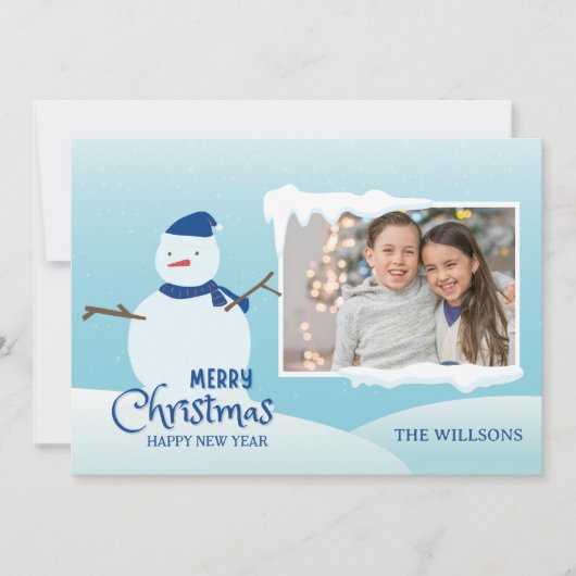 雪だるまのクリスマス冬の写真 シーズンカード (正面)