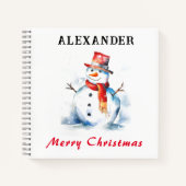 雪だるまのクリスマス絵 フェスティブ ホリデー キッズ ノートブック (正面)