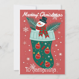 雪だるまのクリスマス・ストッキング シーズンカード
