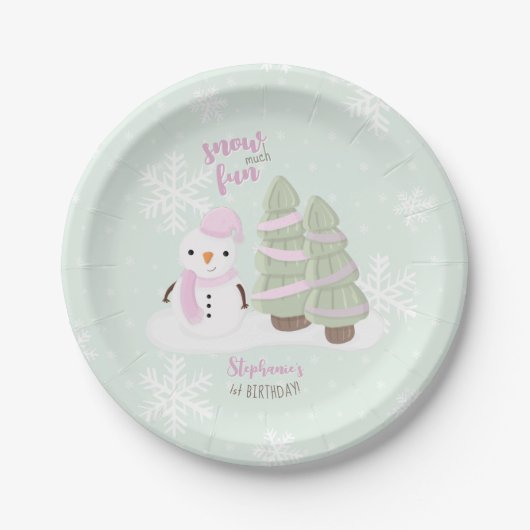 雪だるまのクリスマス ペーパープレート (正面)