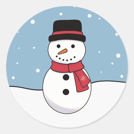 雪だるまのクリスマス ラウンドシール (正面)