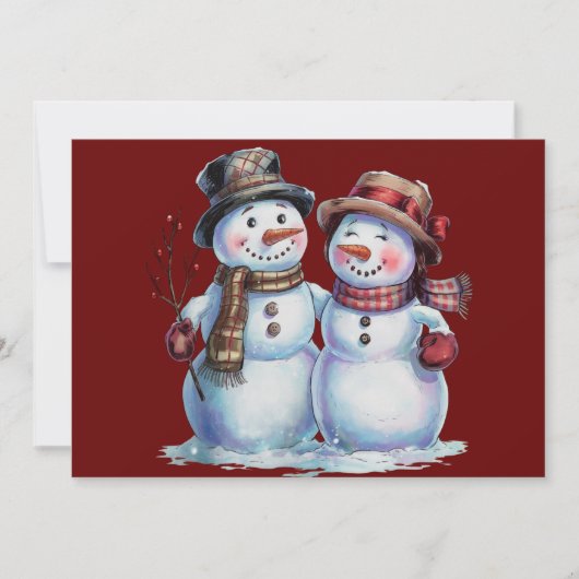 雪だるまのクリスマス ヴィンテージ ホリデー シーズンカード (正面)